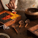 Coconut Shell Masala Spoon Set of 6 for Small Containers | Handmade & Eco-Friendly | for Tea, Coffee, Sugar, Spices